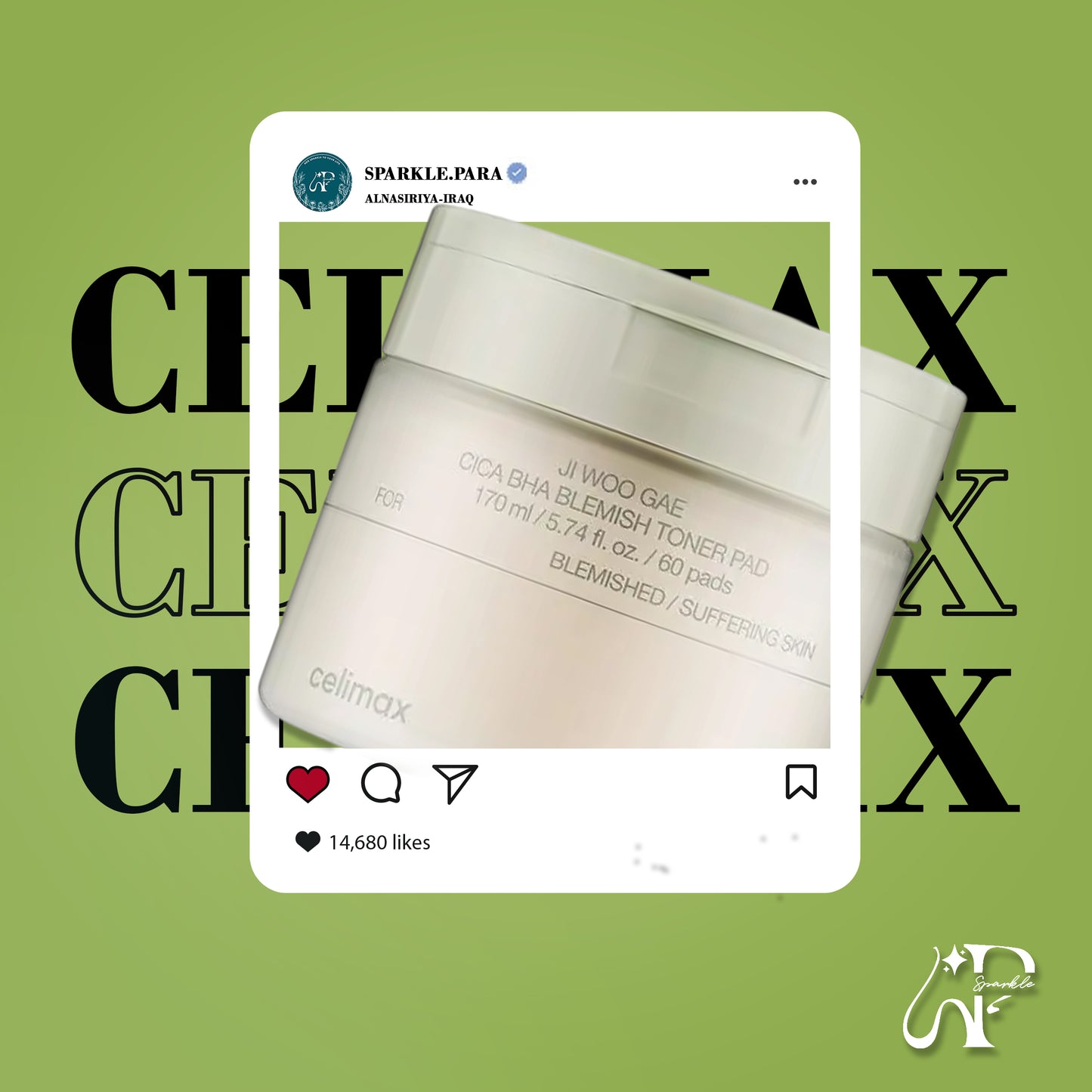 Celimax Ji Woo Gae Cica BHA Blemish Toner Pad