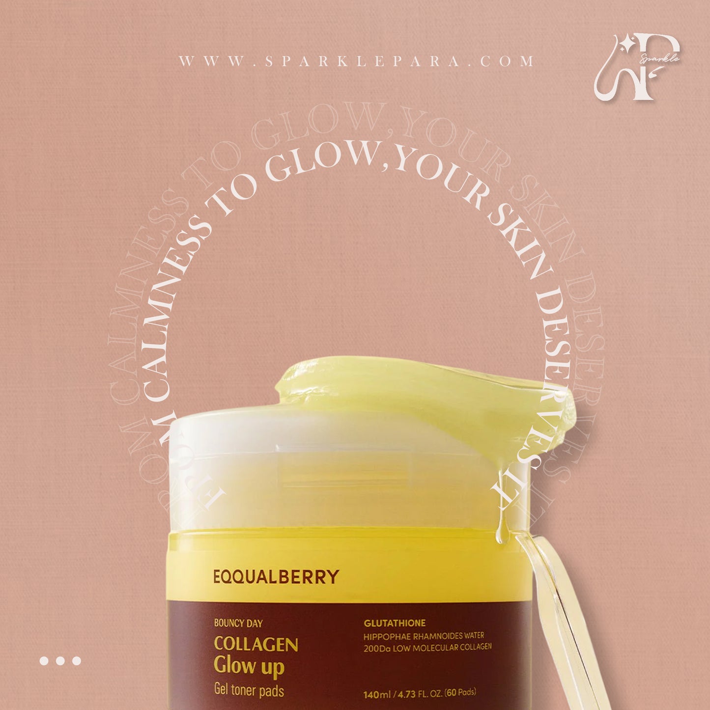 EQQUALBERRY Collagen Glow Up Gel Toner Pads
