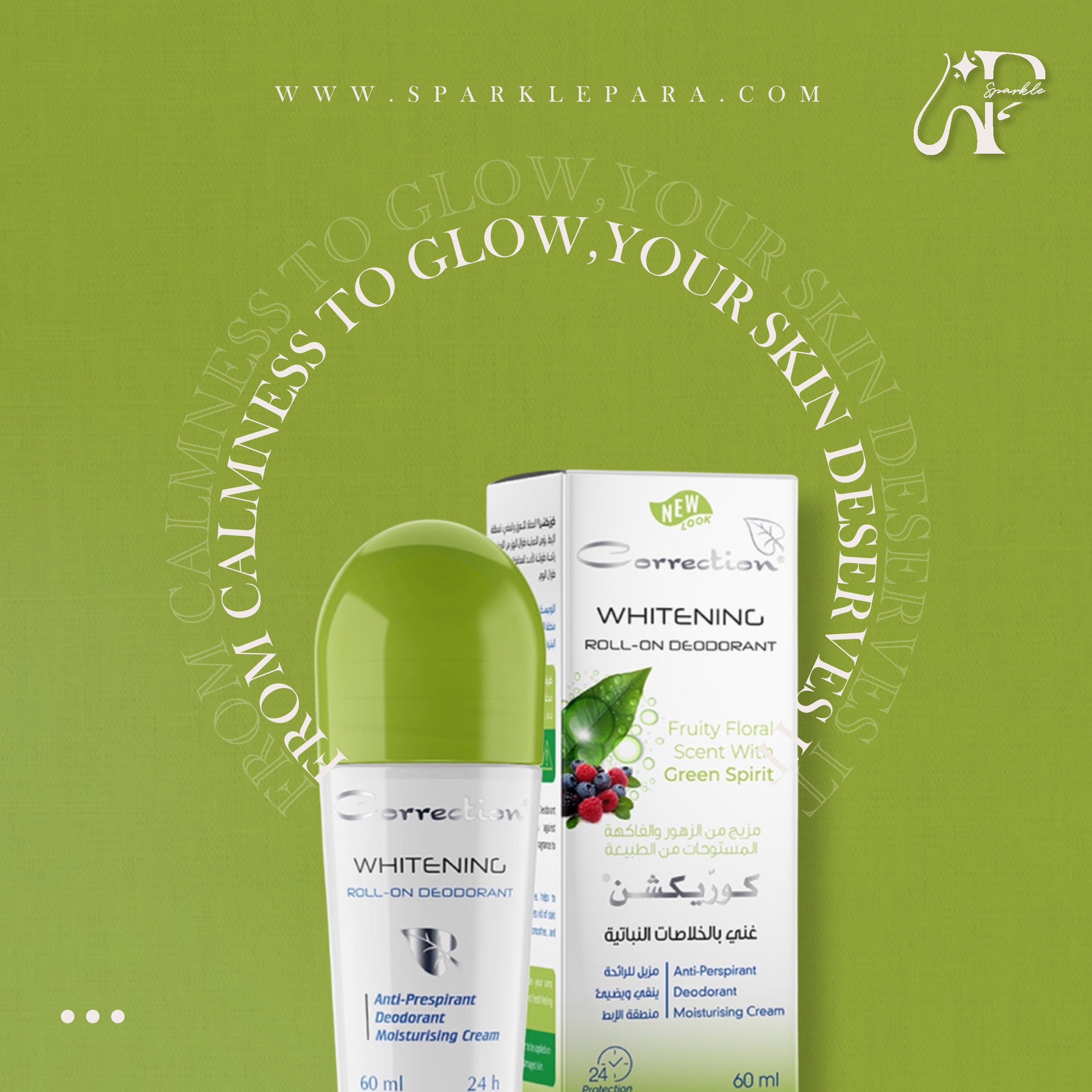 Correction Whitening Roll-on Deodorant | fruity floral scent with green spirit