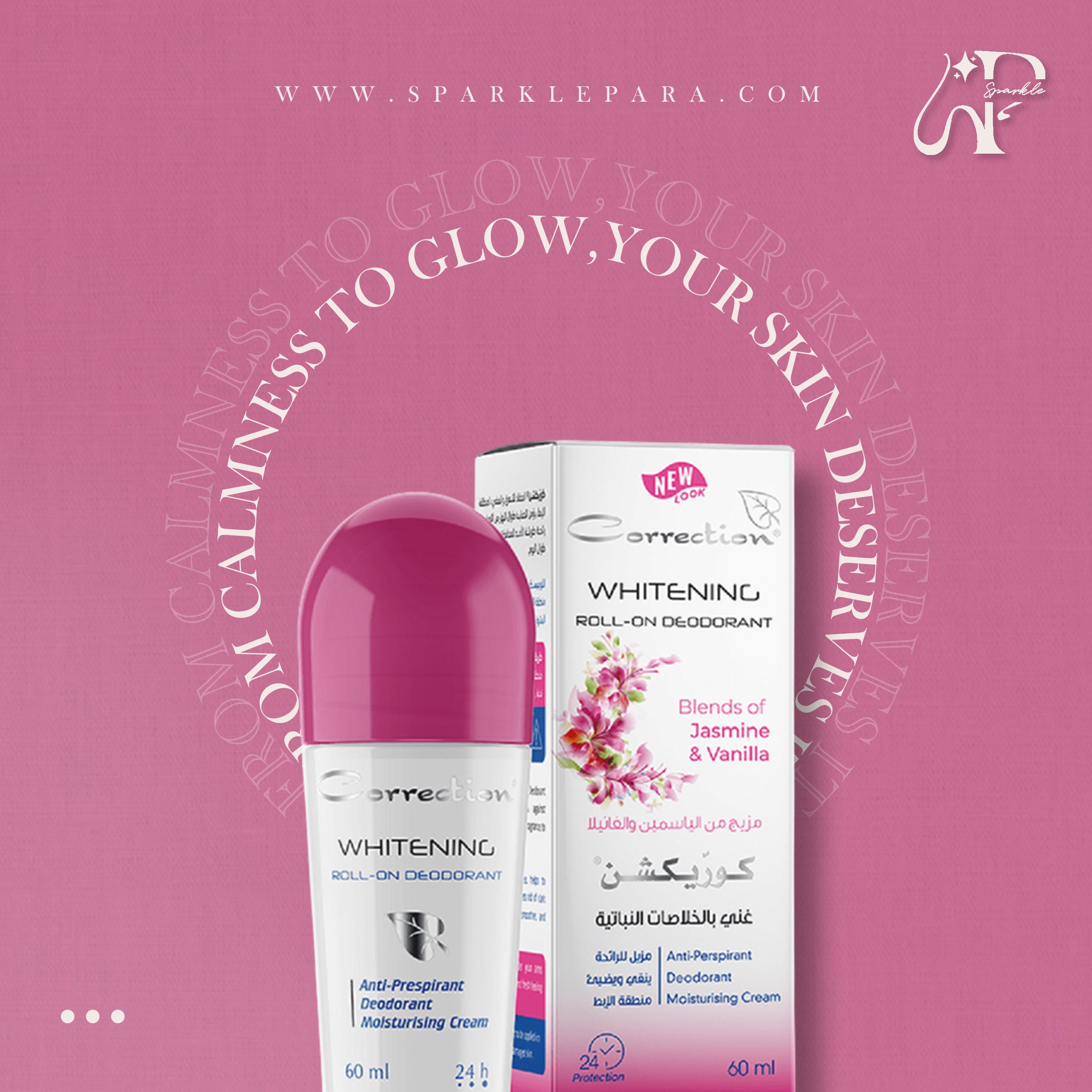 Correction Whitening Roll On Deodorant - Blends Of Jasmine & Vanilla