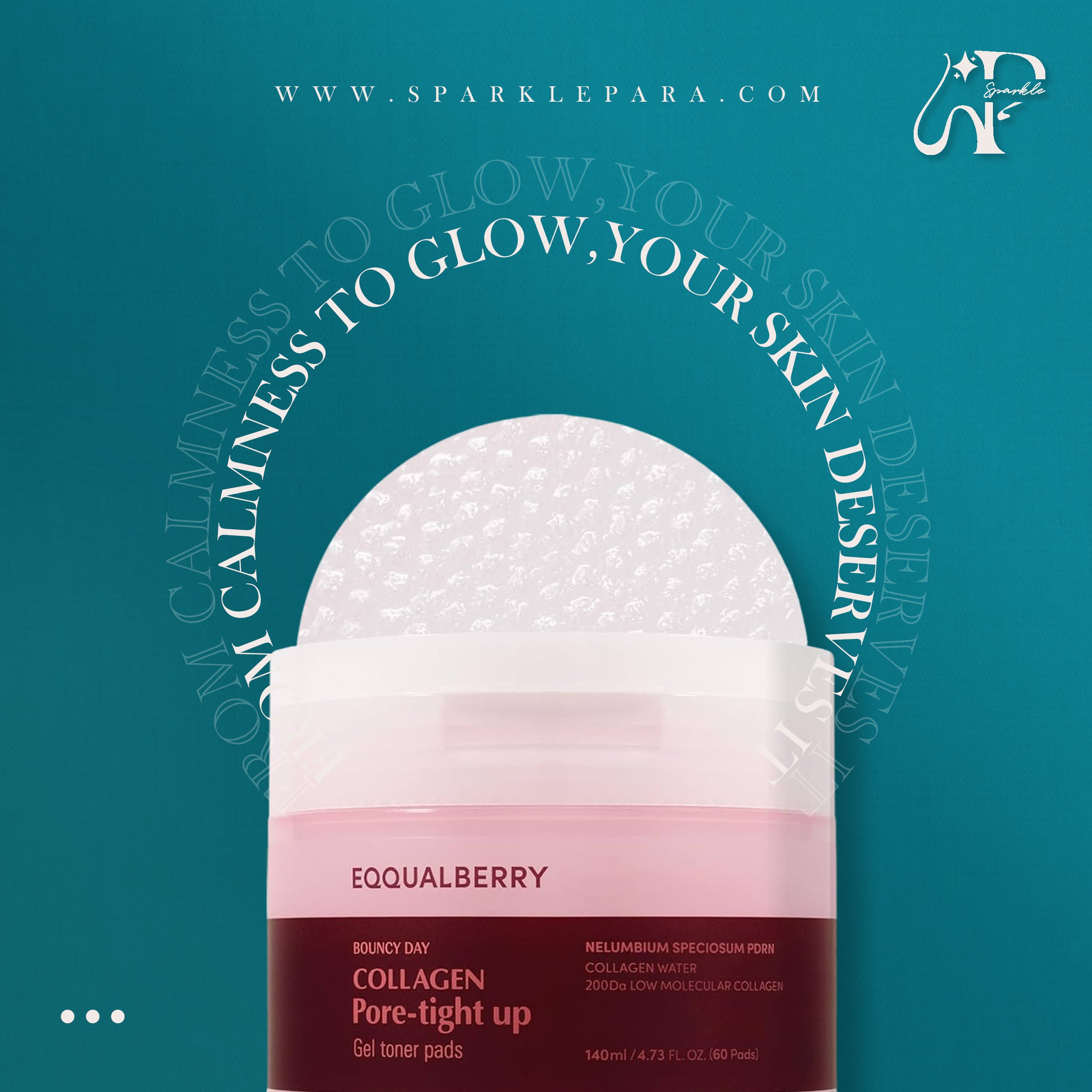 EQQUALBERRY  Collagen Pore-Tight Up Gel Toner Pads‏