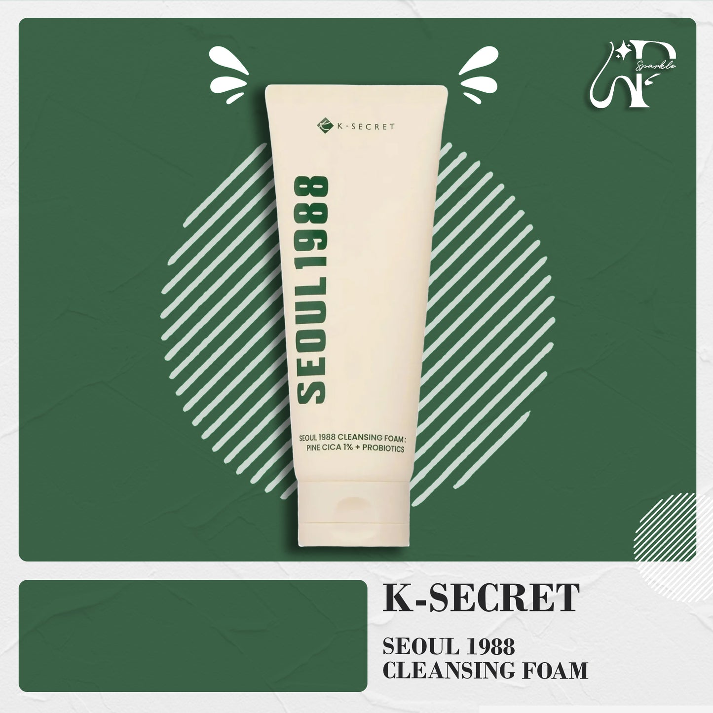 K-SECRET SEOUL 1988 Cleansing Foam : Pine Cica 1% + Probiotics.