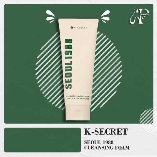 K-SECRET SEOUL 1988 Cleansing Foam : Pine Cica 1% + Probiotics.